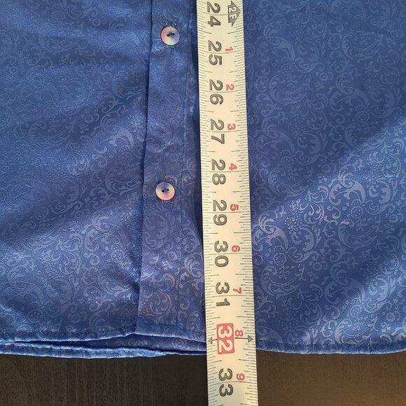 Mayerling Pret a Porter Mens Blue Button Up Shirt Retro Rockabilly NEW - Picture 5 of 6